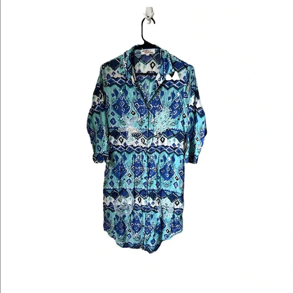 Antica Sartoria Blue Printed Tunic, size 1